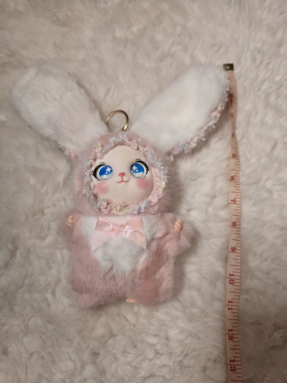 Plush Bunny Keychain with Pink Bow